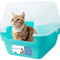 Extra Large Cat Litter Box, Color Teal, Jumbo Hooded, 21.50 X 17.90 X 17.25 In